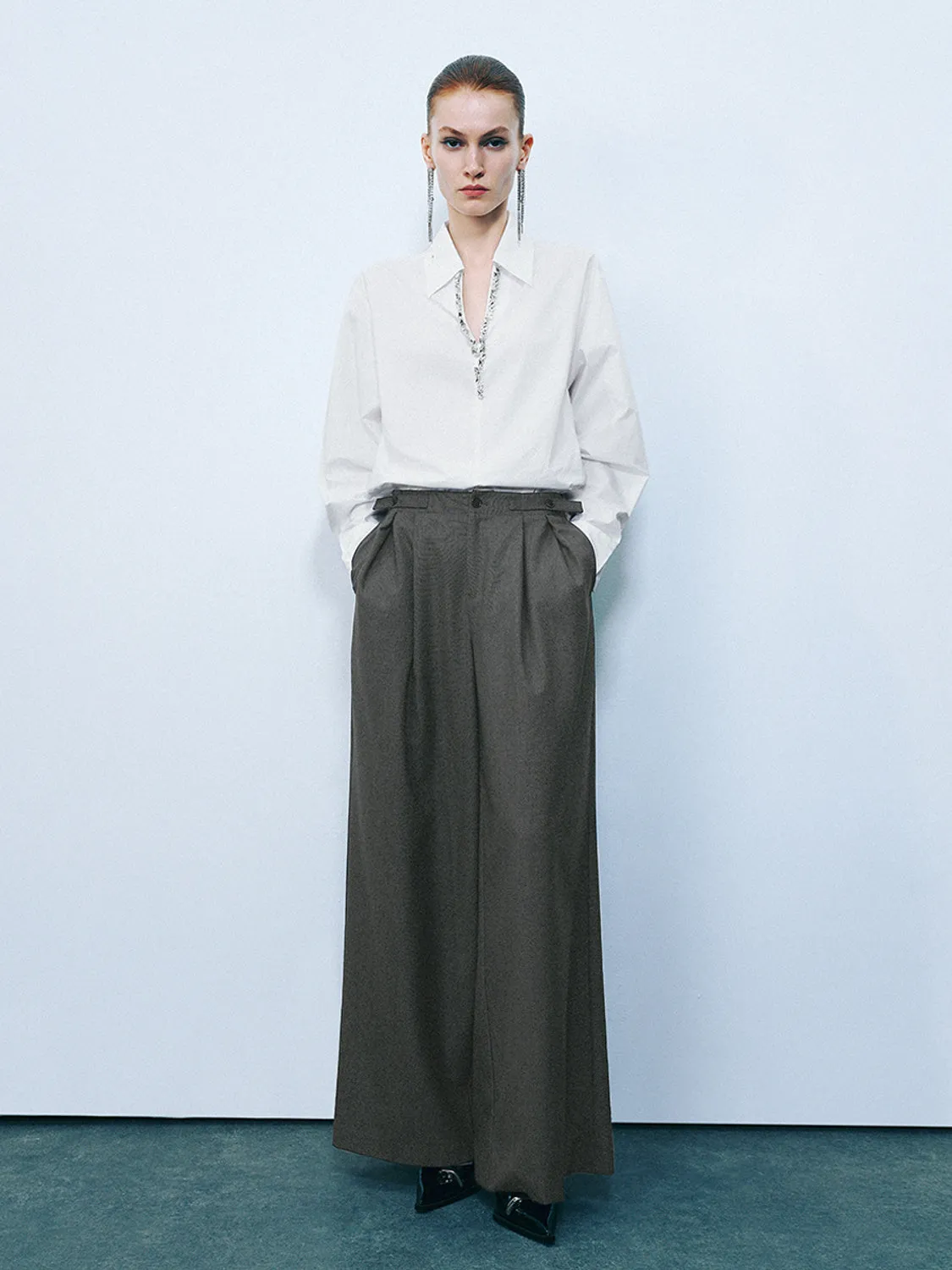 Rhinestone Décor Collared Neck Blouse sold by Urban Revivo product image thumbnail 5