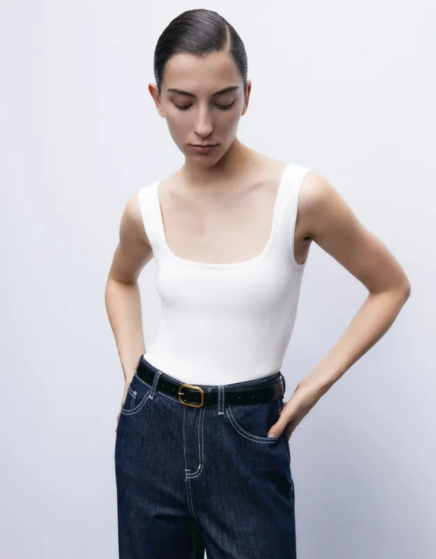 Square-cut Collar Knitted Tank Top sold by Urban Revivo