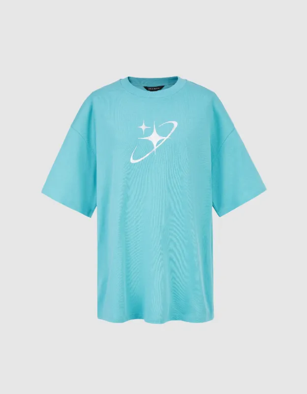 Galaxy Printed Crew Neck T-Shirt sold by Urban Revivo