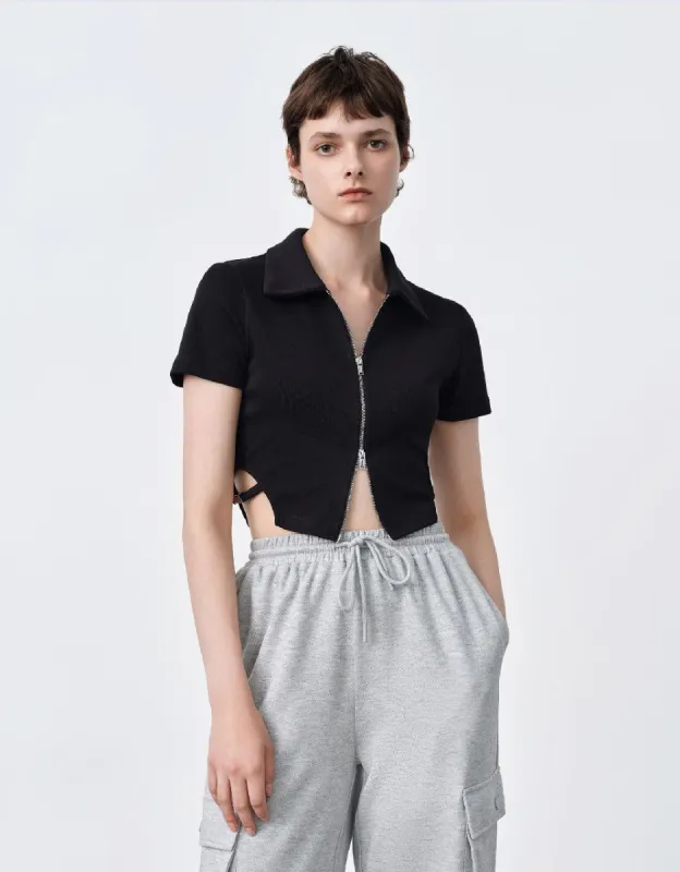 Zipper Front Skinny Shirt sold by Urban Revivo