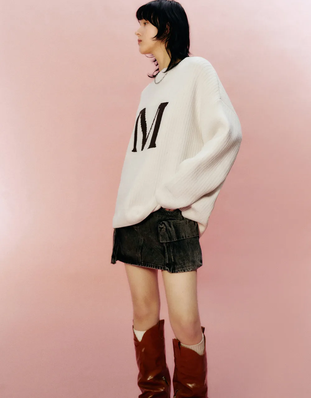 Letter Printed Crew Neck Knitted T-Shirt sold by Urban Revivo product image thumbnail 3