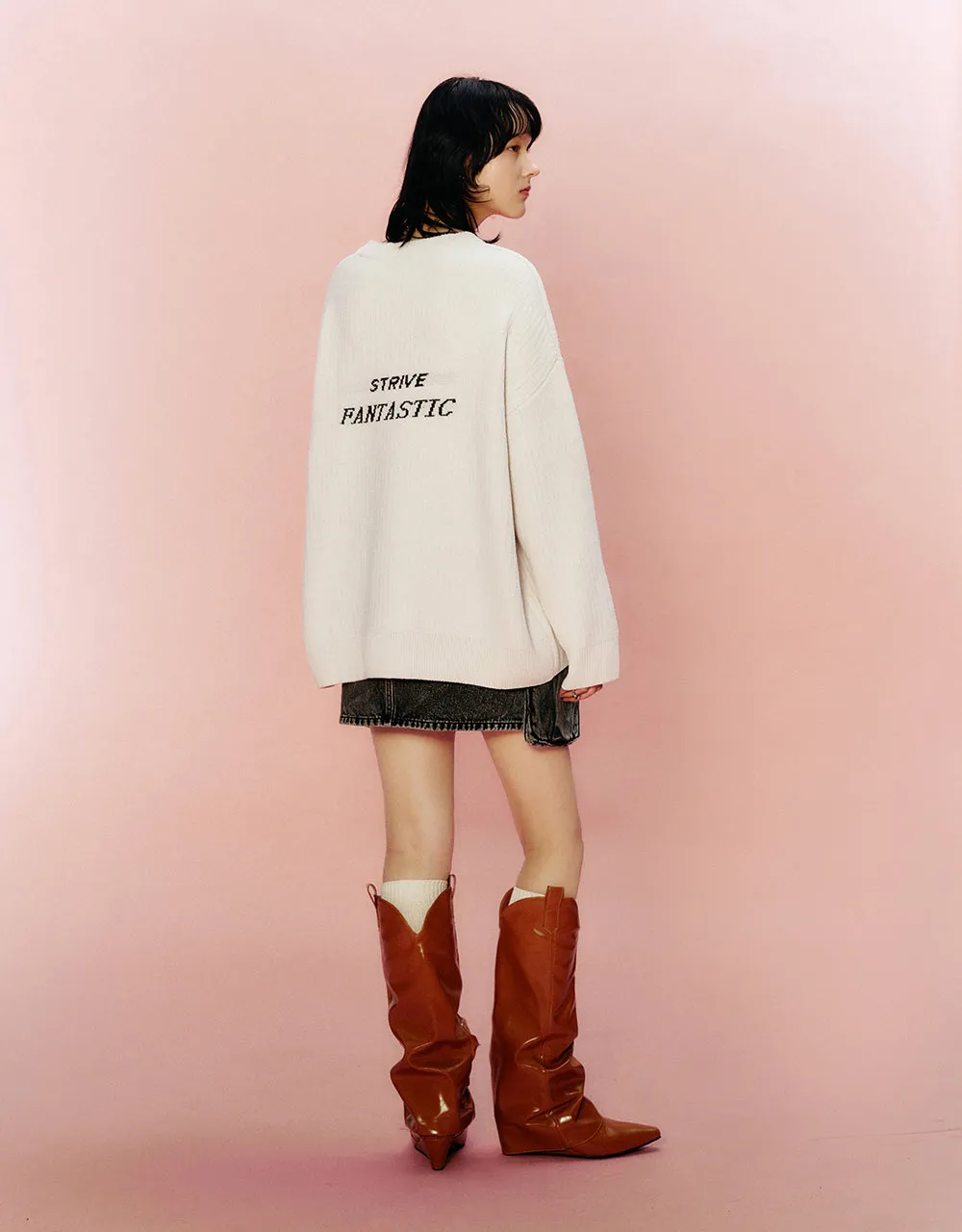 Letter Printed Crew Neck Knitted T-Shirt sold by Urban Revivo product image thumbnail 5