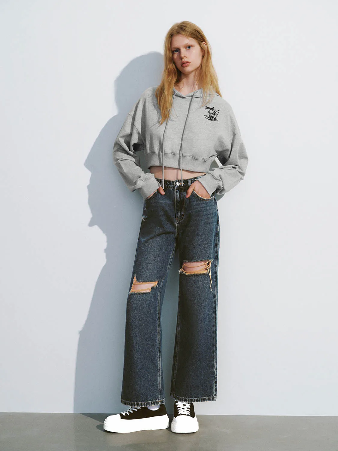 Ripped Wide-Leg Jeans sold by Urban Revivo product image thumbnail 5