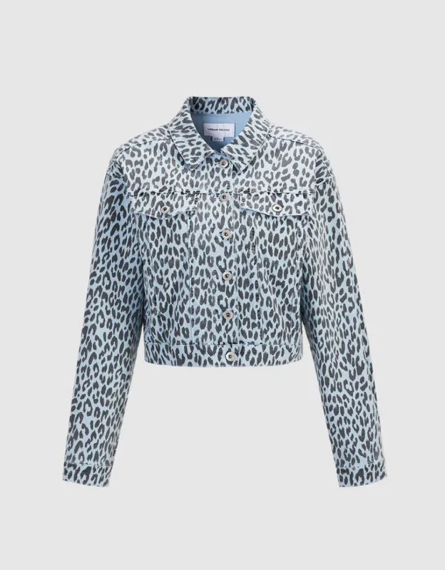 Leopard Pattern Denim Jacket sold by Urban Revivo