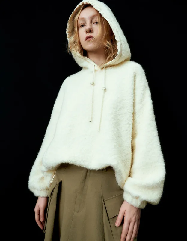 Hooded Furry Knitted Jacket sold by Urban Revivo