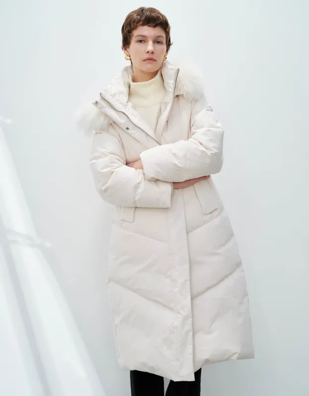 Hoodie Down Coat With Furry Collar made by Urban Revivo