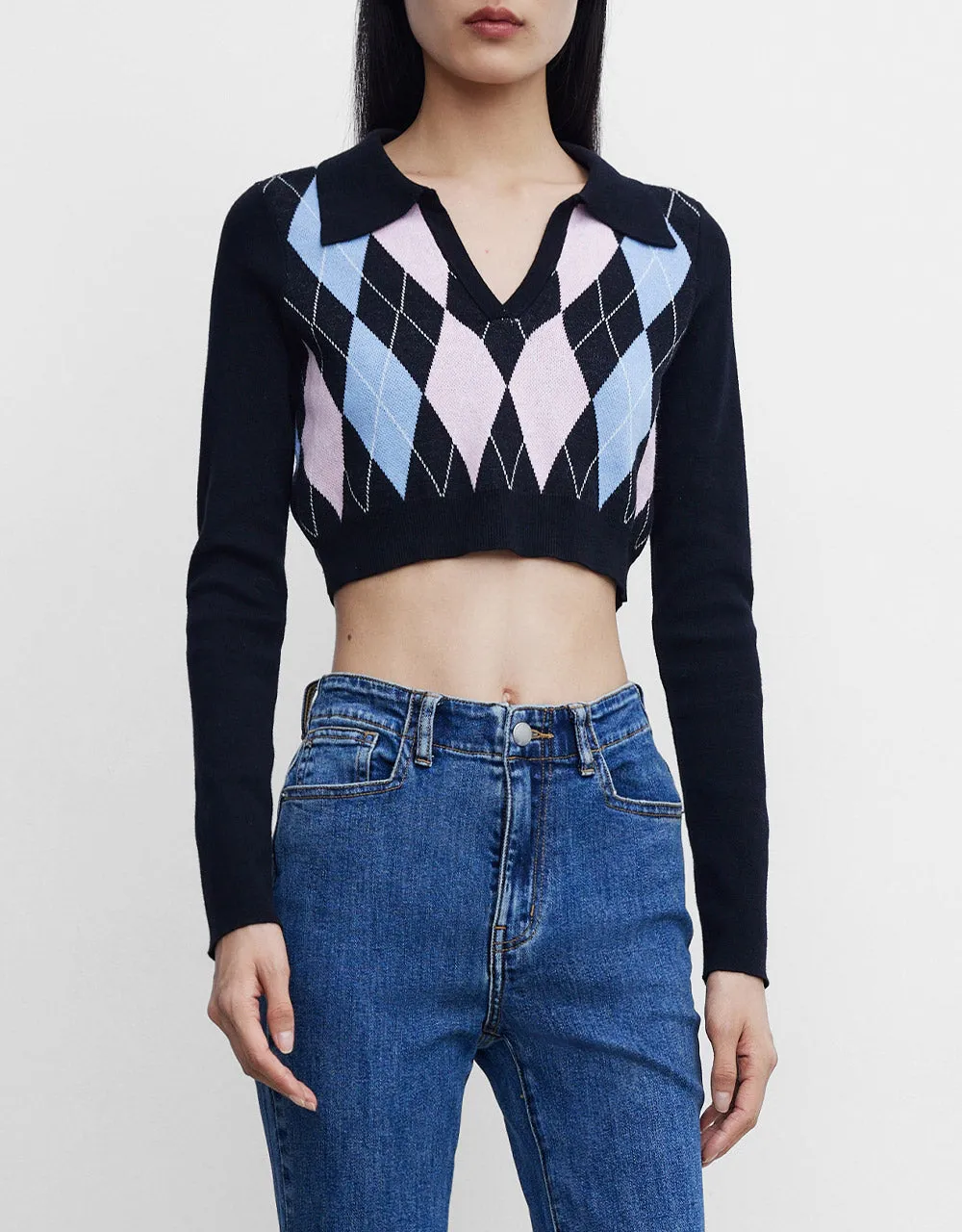 Argyle Crop Sweater sold by Urban Revivo product image thumbnail 2