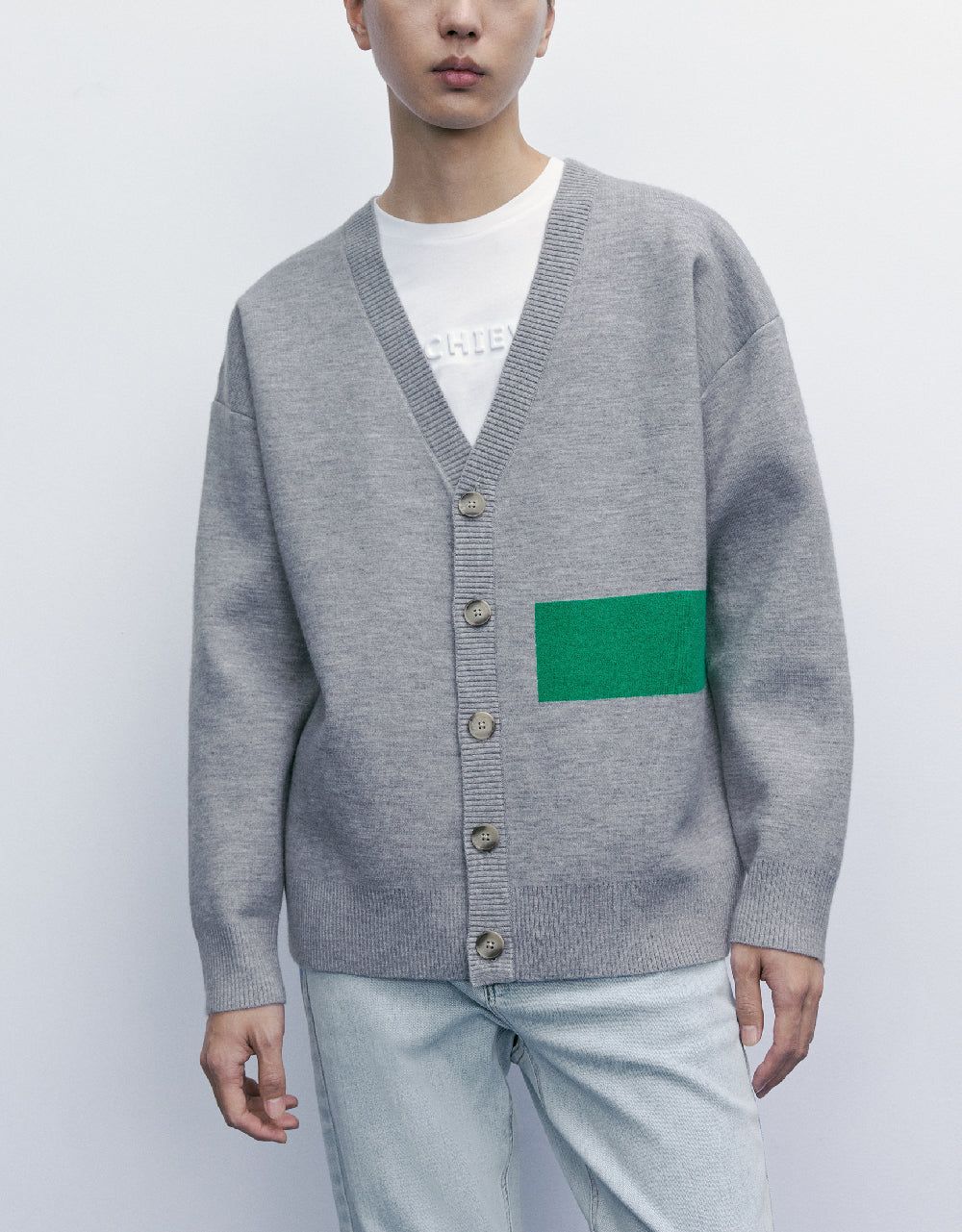 Drop Shoulder Sleeve V-Neck Knitted Cardigan sold by Urban Revivo product image thumbnail 2