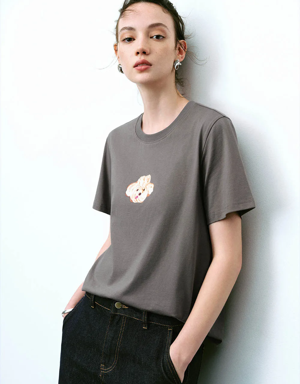 Printed Crew Neck Loose T-Shirt sold by Urban Revivo product image thumbnail 3