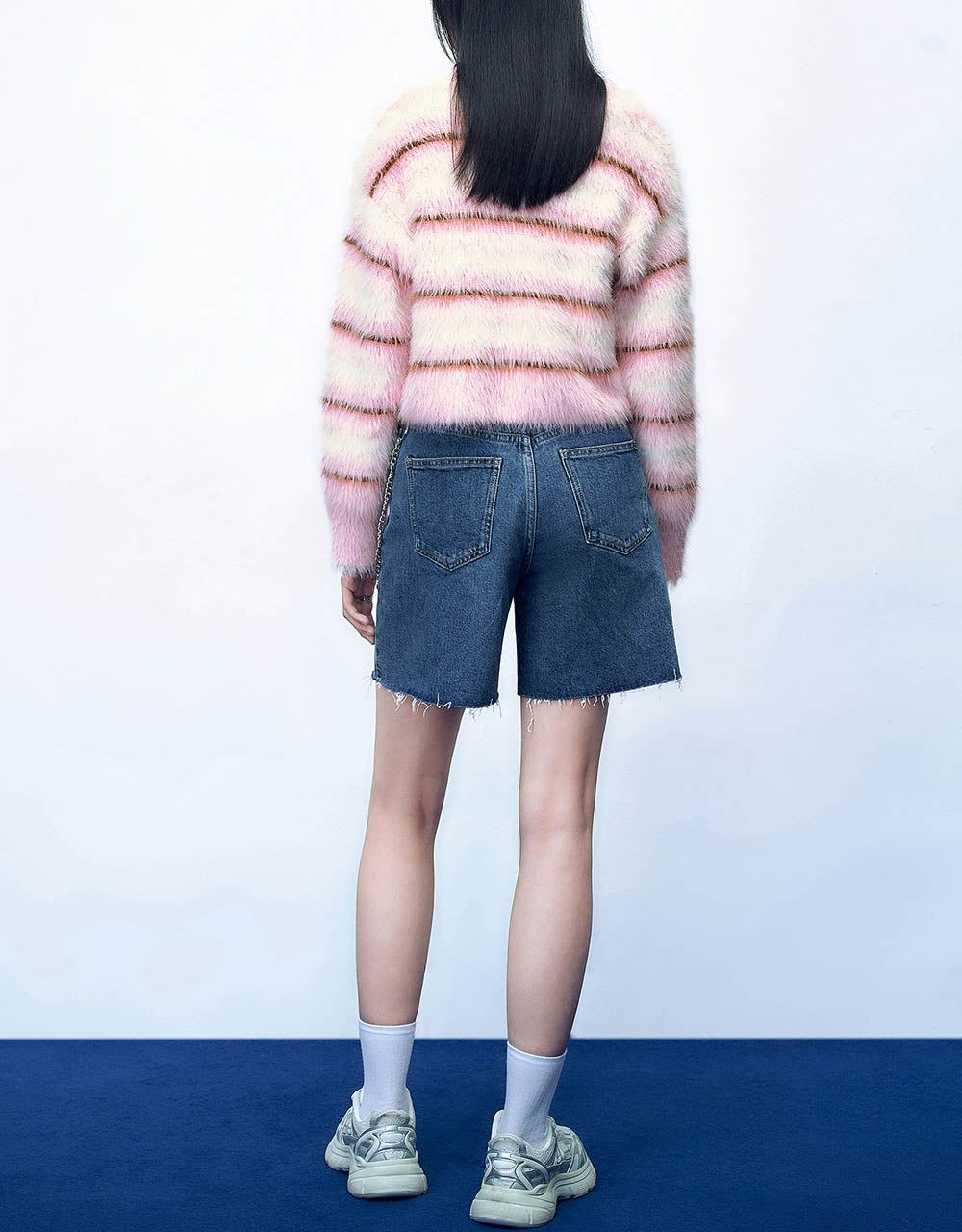 Furry Striped Knitted Cardigan sold by Urban Revivo product image thumbnail 4