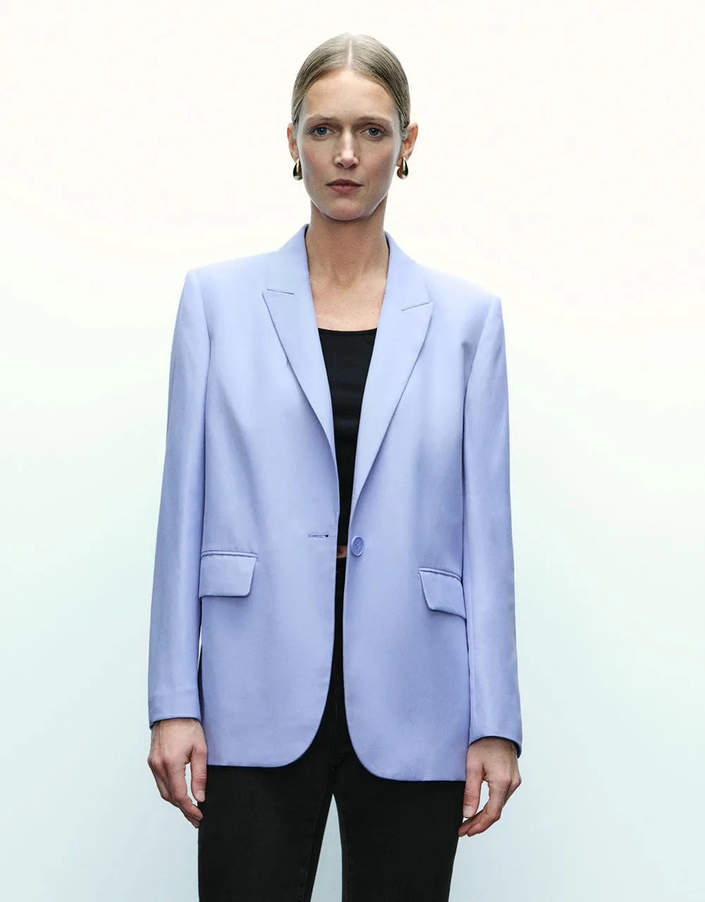 Peak Lapel Tailored Straight Blazer sold by Urban Revivo