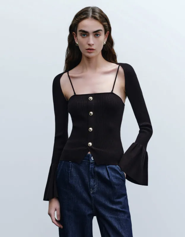 2 In 1 Square-cut Collar Knitted T-Shirt sold by Urban Revivo