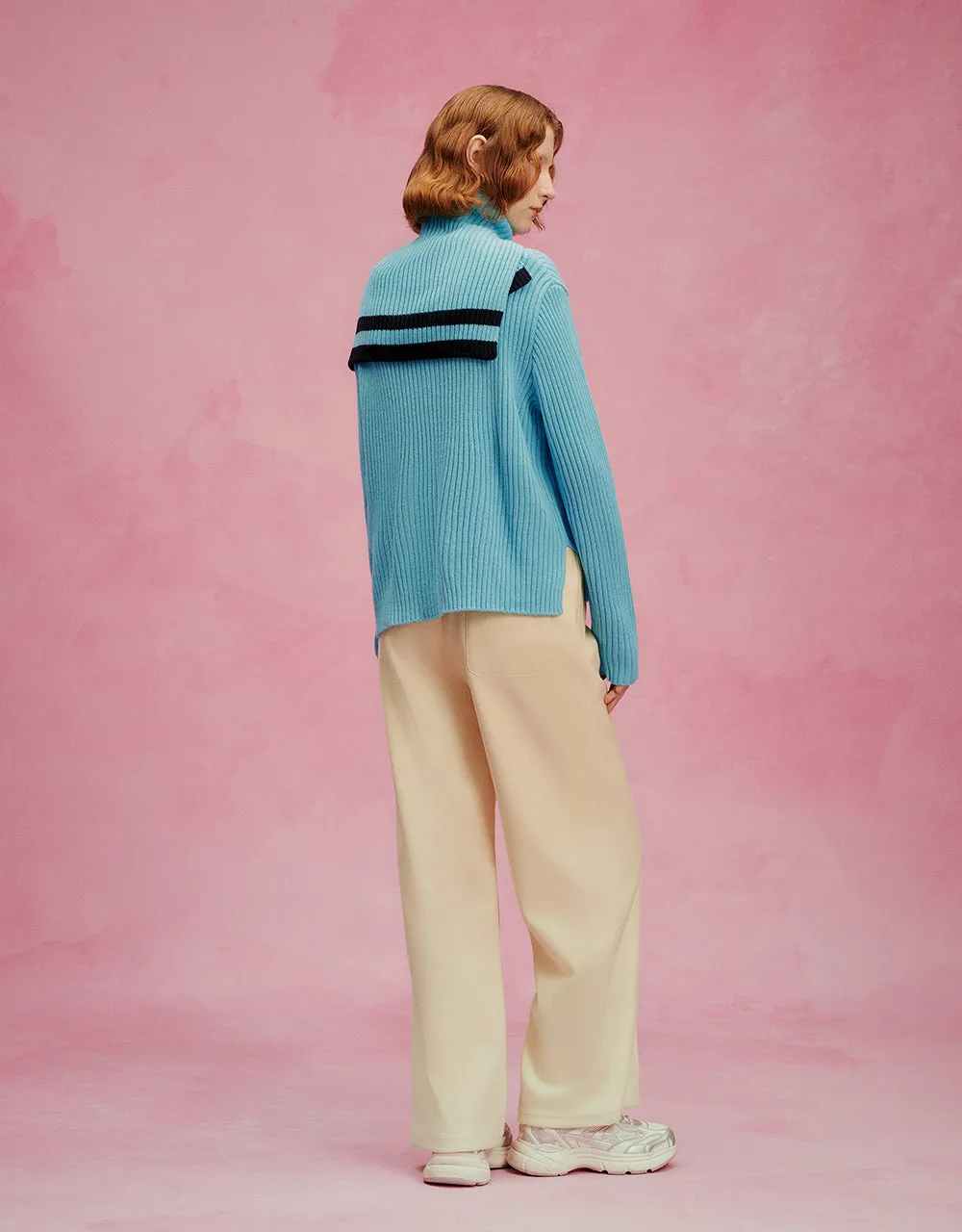 Elastic Waist Woolen Straight Pants sold by Urban Revivo product image thumbnail 5