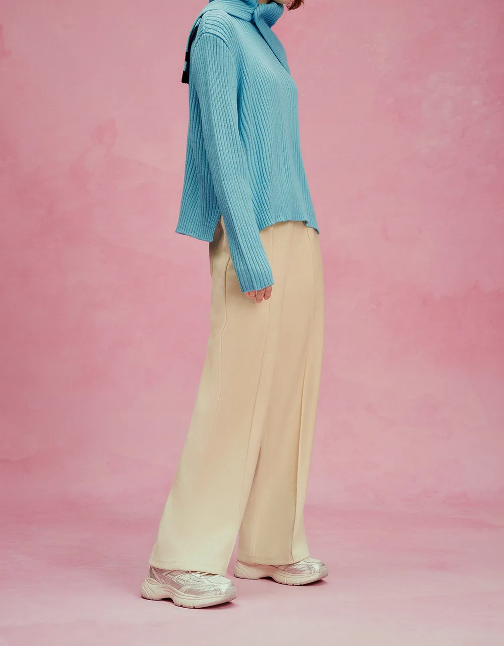 Elastic Waist Woolen Straight Pants sold by Urban Revivo product image thumbnail 4