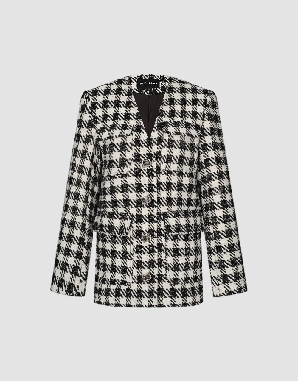 Houndstooth V-Neck Denim Jacket sold by Urban Revivo product image thumbnail 2
