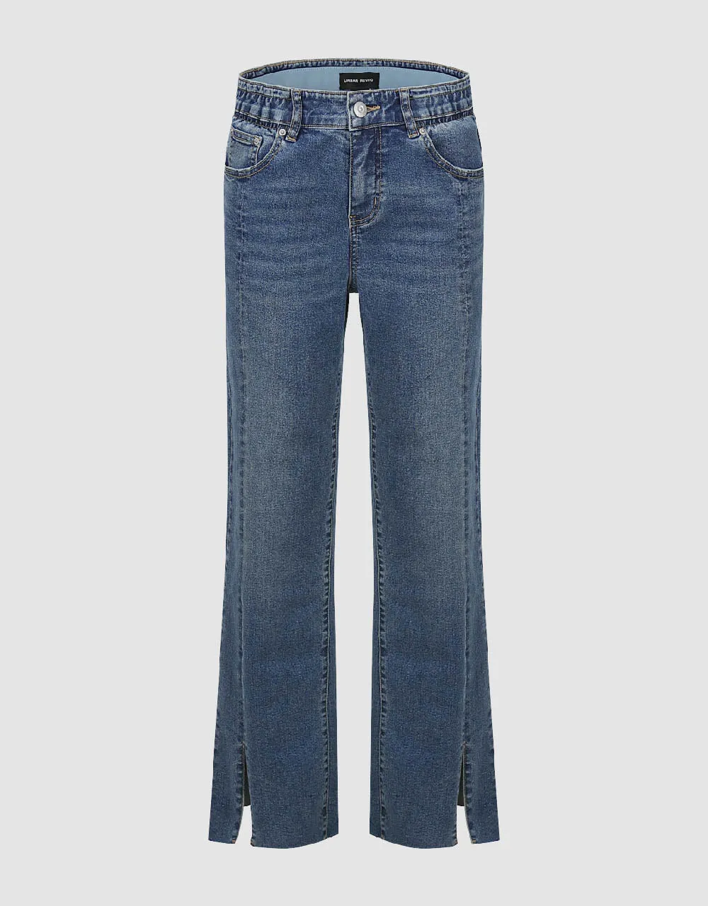 Split Hem Straight Jeans sold by Urban Revivo