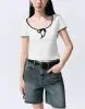 Bow Decor U Neck T-Shirt sold by Urban Revivo