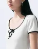 Bow Decor U Neck T-Shirt sold by Urban Revivo