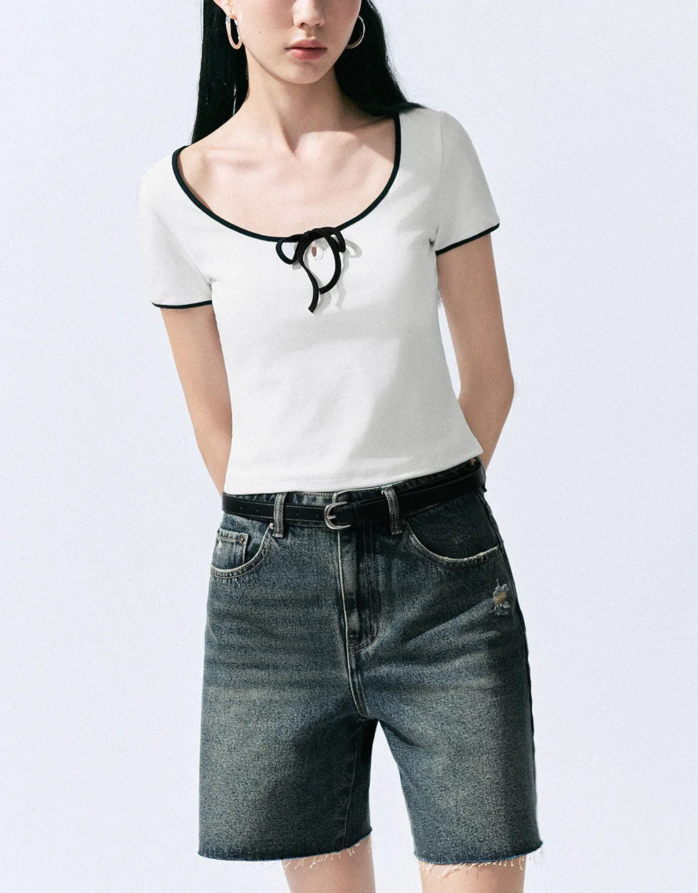 Bow Decor U Neck T-Shirt sold by Urban Revivo product image thumbnail 3