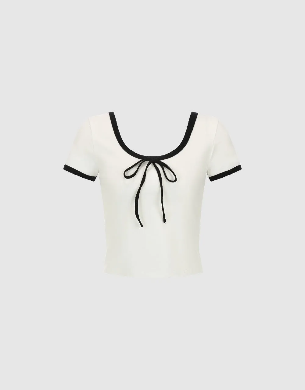 Bow Decor U Neck T-Shirt sold by Urban Revivo