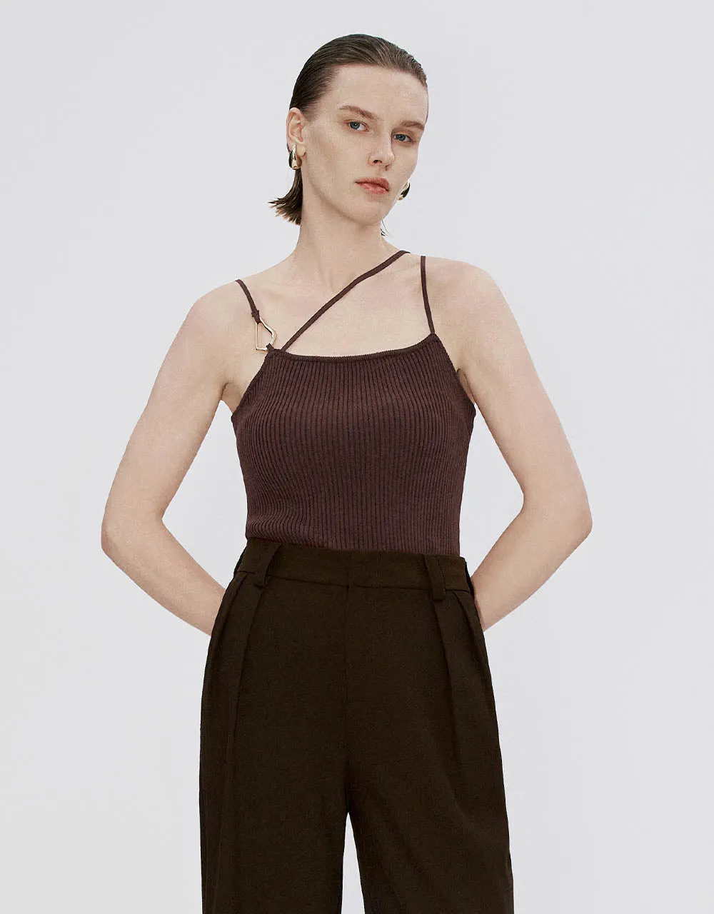 Square-cut Collar Knitted Cami Top sold by Urban Revivo