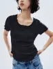 Notch Neck Skinny T-Shirt sold by Urban Revivo