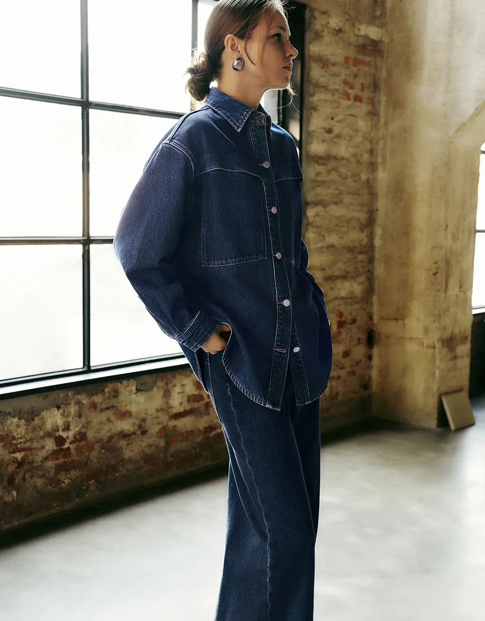 Button Up Oversized Denim Shirt sold by Urban Revivo product image thumbnail 3