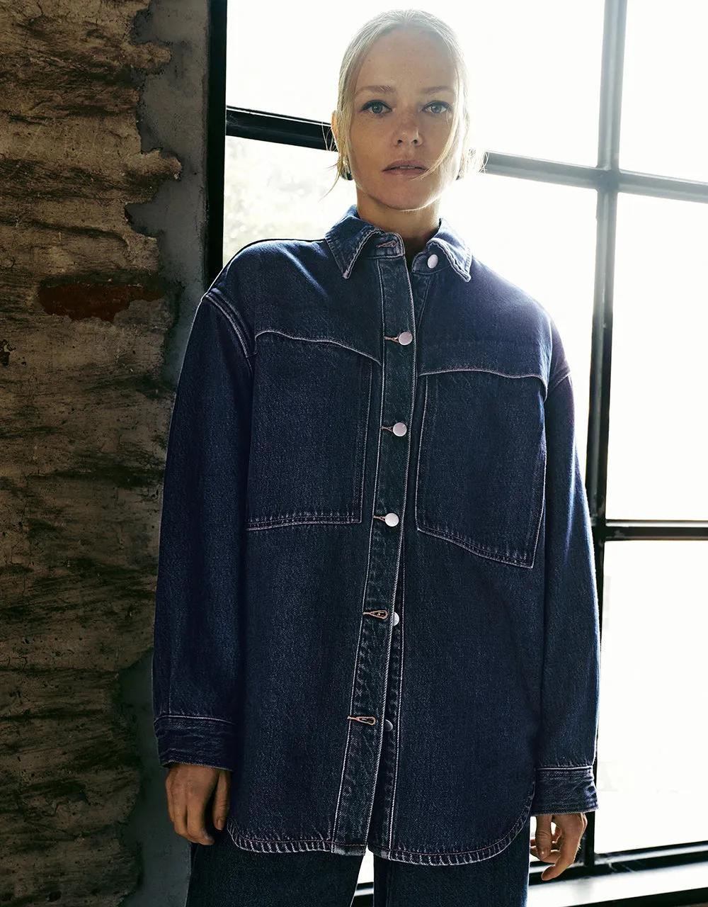 Button Up Oversized Denim Shirt sold by Urban Revivo