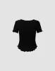 Notch Neck Skinny T-Shirt sold by Urban Revivo