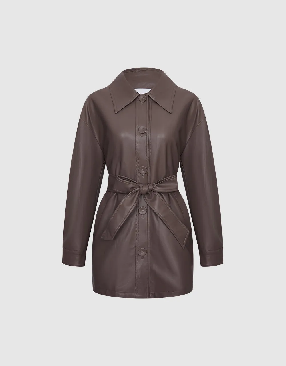 Faux Leather Belted Jacket sold by Urban Revivo