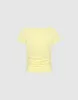 Ruched Square-cut Collar T-Shirt sold by Urban Revivo