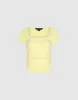 Ruched Square-cut Collar T-Shirt sold by Urban Revivo