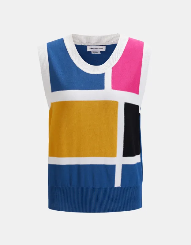 Colorblock Sweater Vest sold by Urban Revivo