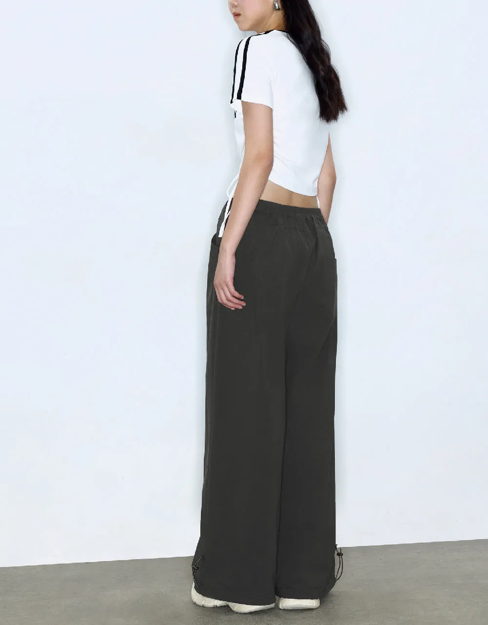 Drawstring Waist Wide-Leg Pants sold by Urban Revivo product image thumbnail 5
