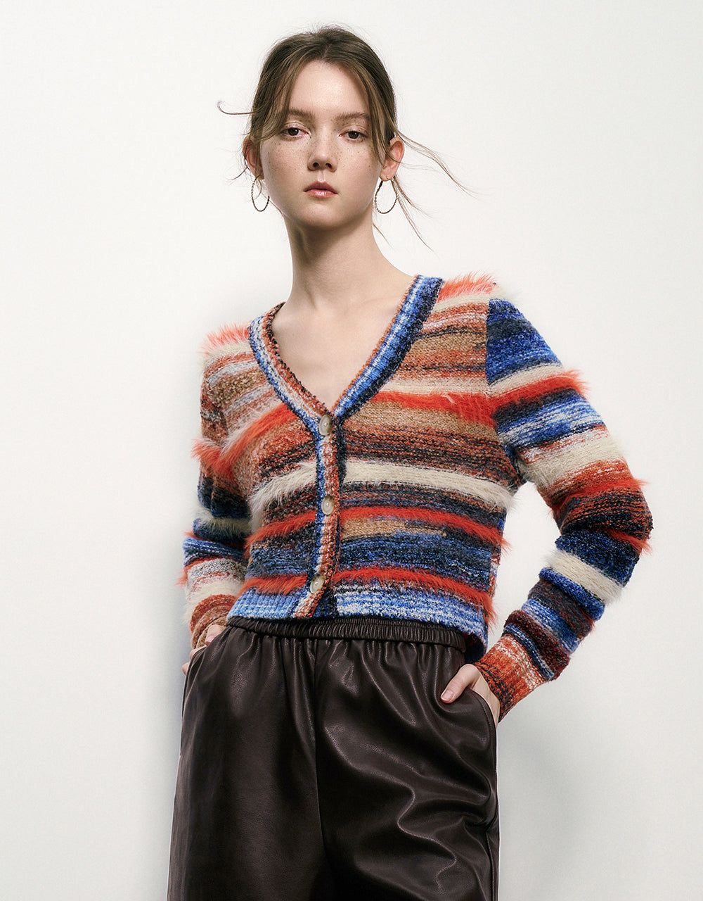 Button Up Striped Knitted Cardigan sold by Urban Revivo