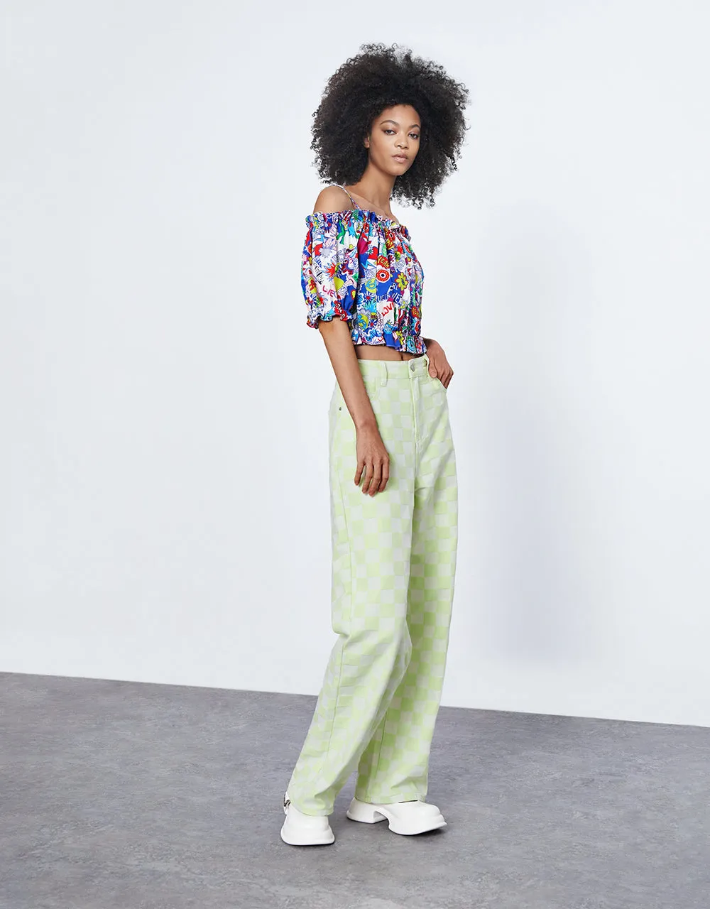 Graffiti Print Off Shoulder Top sold by Urban Revivo product image thumbnail 4