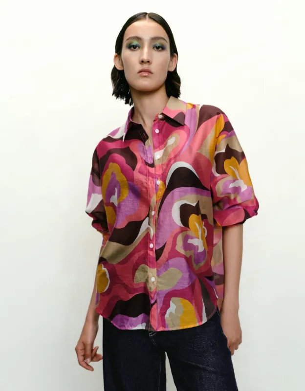Printed Button Up Lapel Shirt sold by Urban Revivo