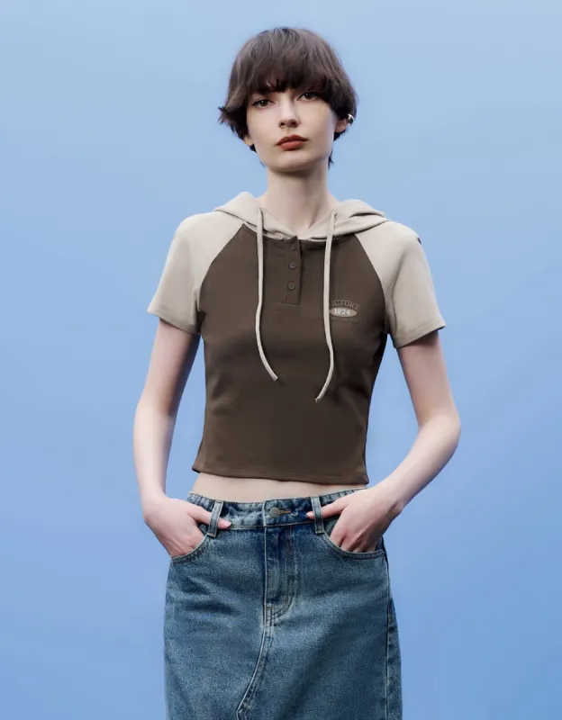 Raglan Sleeve Hooded T-Shirt sold by Urban Revivo