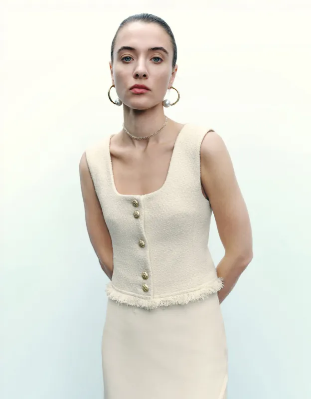 Tweed U Neck Vest made by Urban Revivo