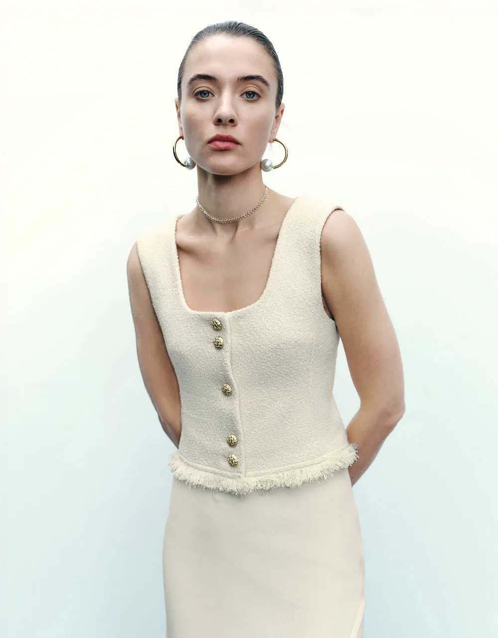 Tweed U Neck Vest sold by Urban Revivo