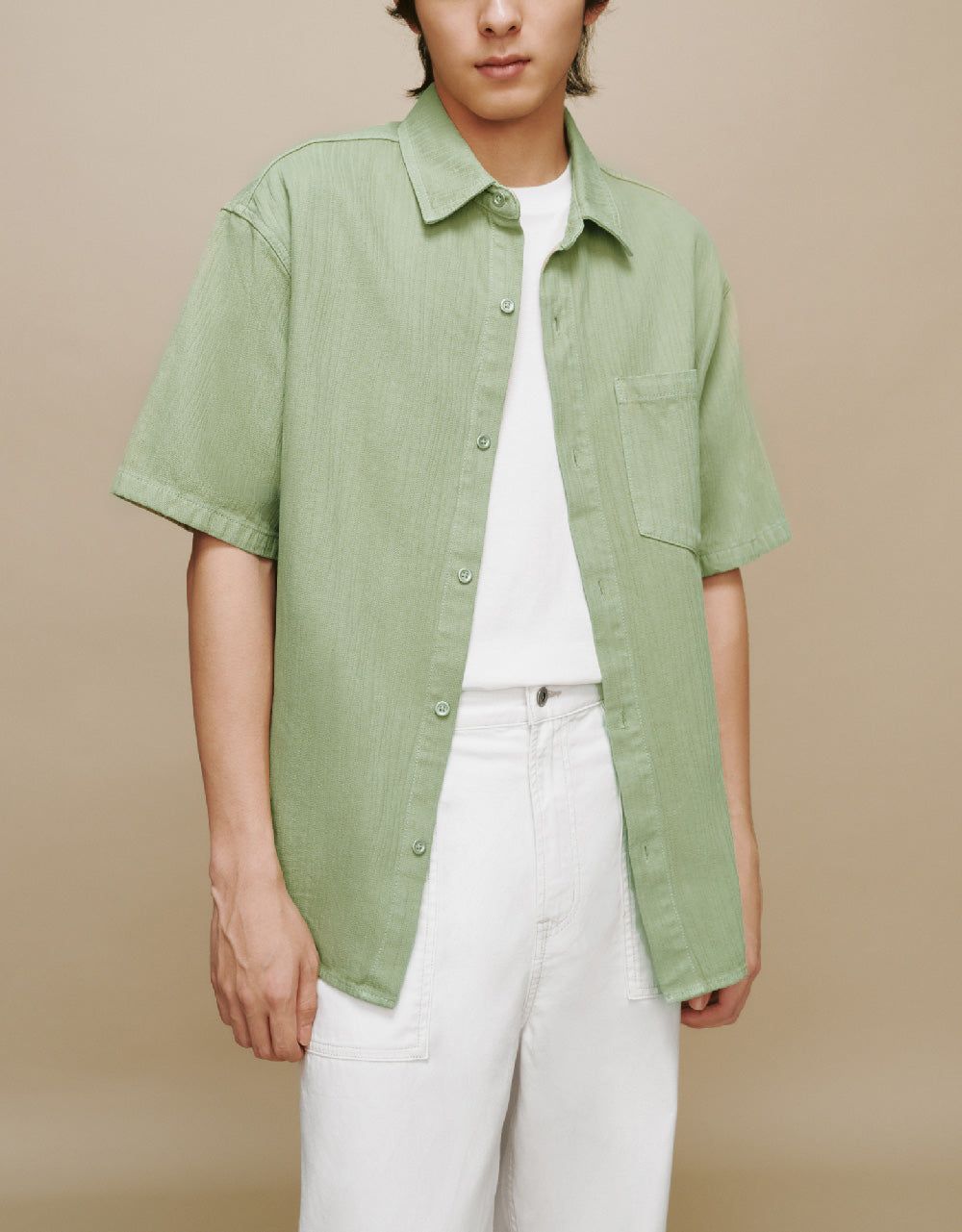 Textured Loose Denim Shirt sold by Urban Revivo product image thumbnail 2