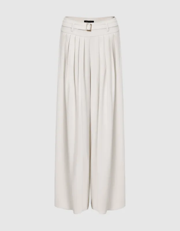 Wide-Leg Pants With Belt sold by Urban Revivo