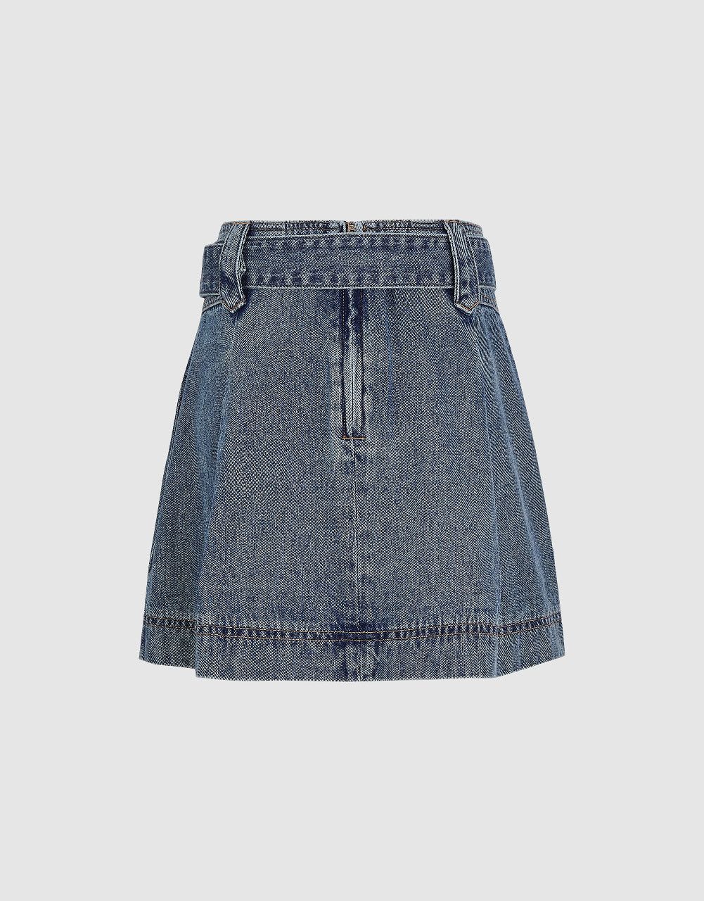 Mini A-Line Denim Skirt sold by Urban Revivo product image thumbnail 3