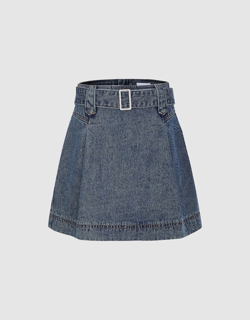 Mini A-Line Denim Skirt sold by Urban Revivo