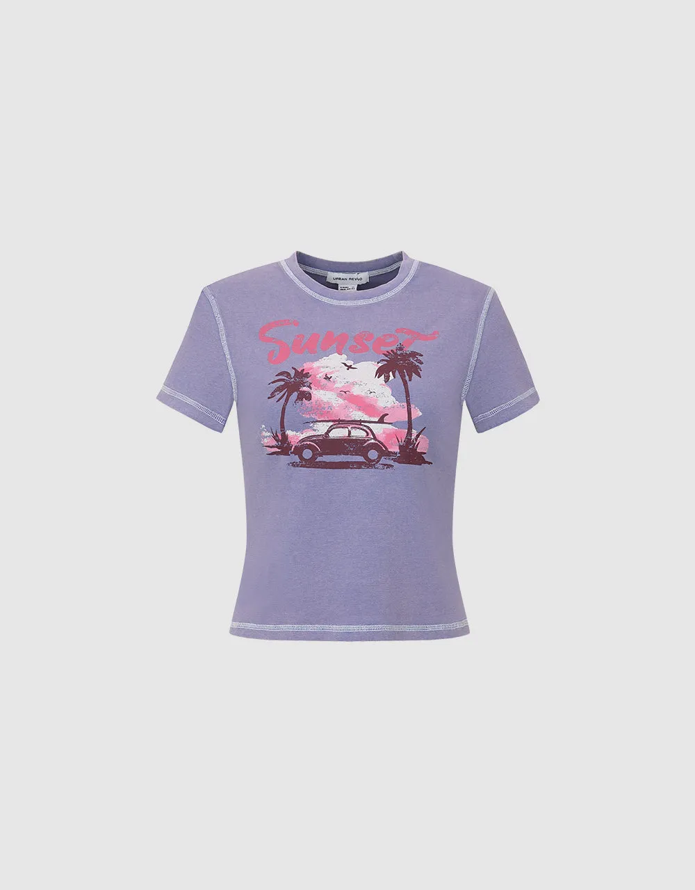 Printed Crew Neck Skinny T-Shirt sold by Urban Revivo product image thumbnail 2