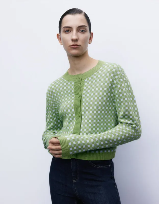 Checkered Button Up Cardigan sold by Urban Revivo