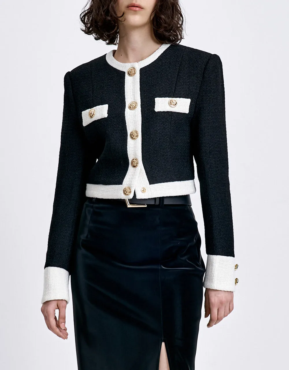 Contrast Trim Tweed Cardigan sold by Urban Revivo product image thumbnail 2