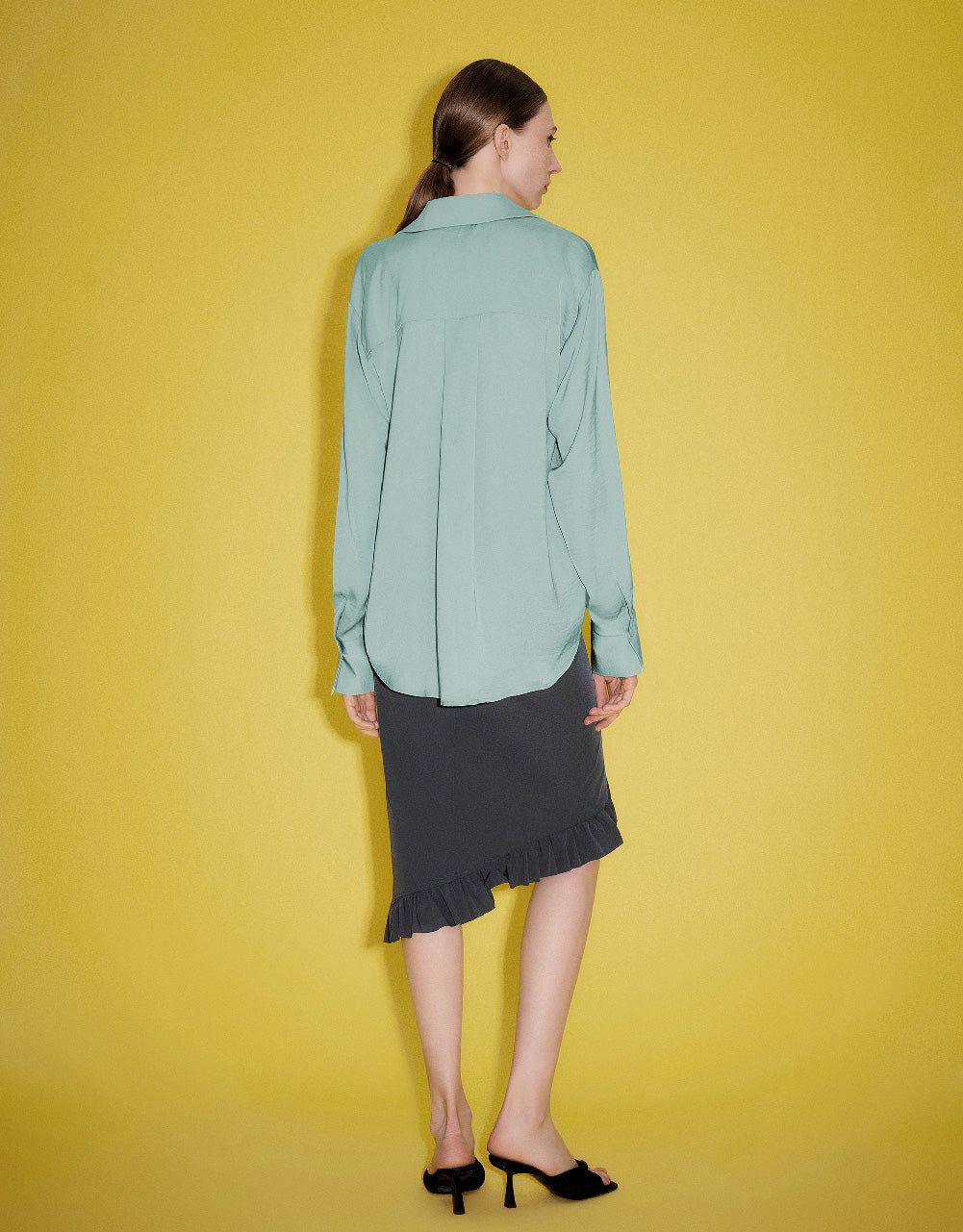 Button Up Stand Collar Shirt sold by Urban Revivo product image thumbnail 4