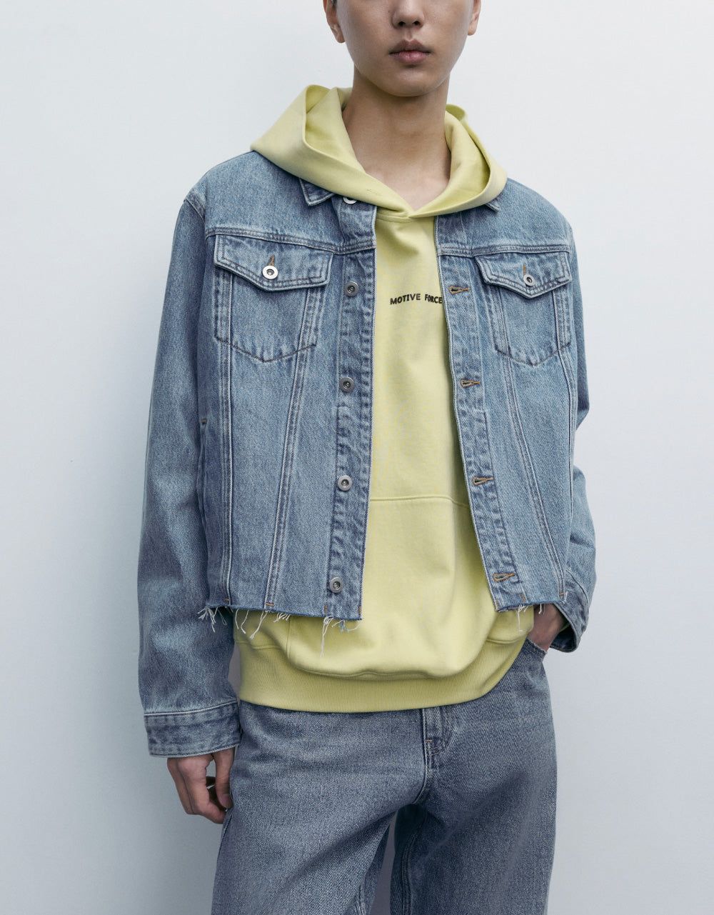 Frayed Hem Denim Jacket sold by Urban Revivo product image thumbnail 2
