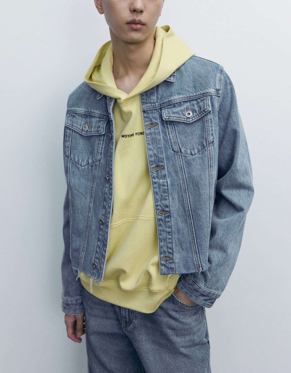 Frayed Hem Denim Jacket sold by Urban Revivo product image thumbnail 3